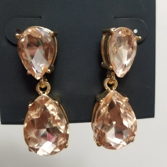 🆕️⬇️Laundry by Shelli Segal Rose Gold-Tone Crystal Teardrop Earrings - Picture 3 of 6